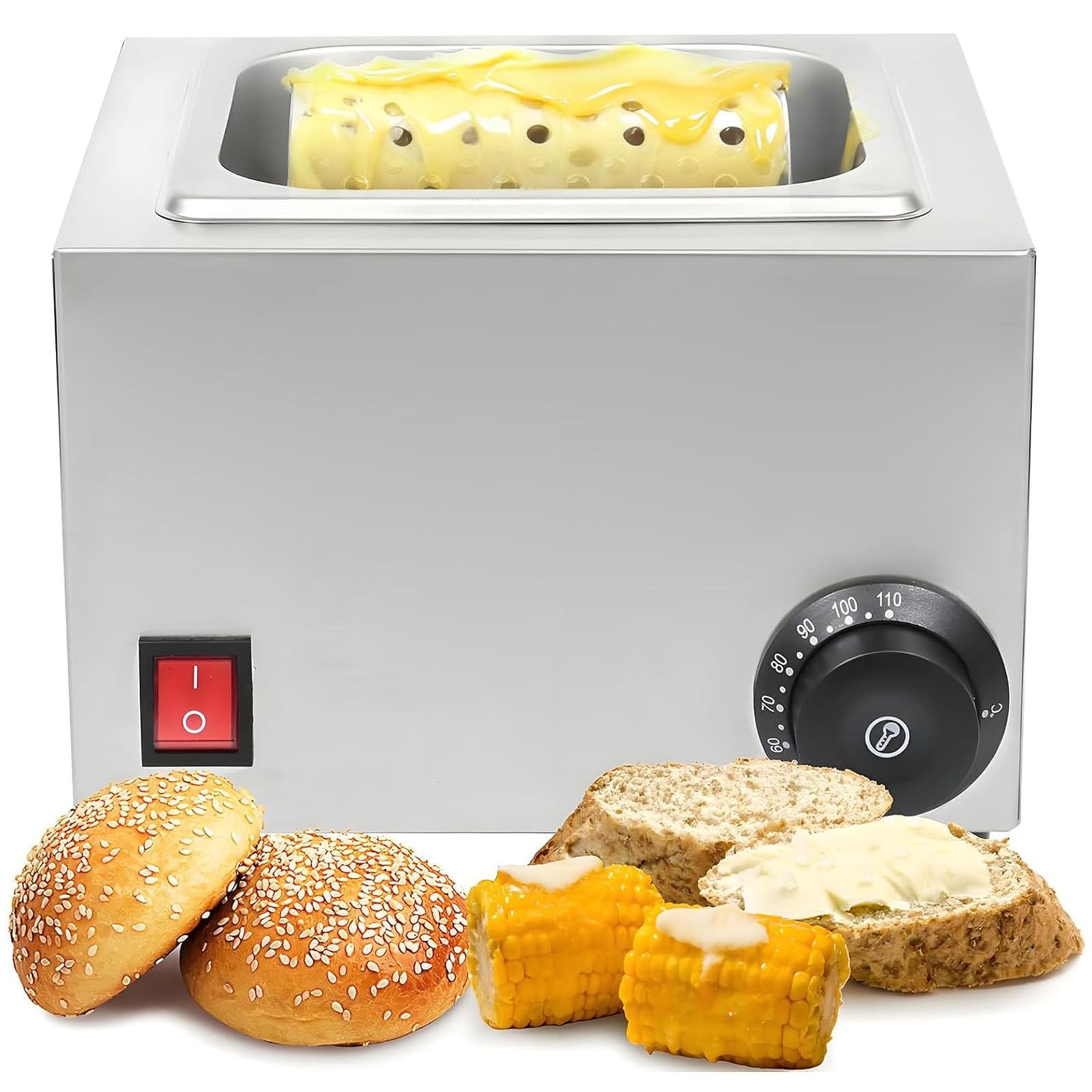 Eoweiot Electric Butter Wheel for Spreads Butter Evenly on Bread, 30-110℃ Adjustable Temp, Stainless Steel Roller for Indoor/Outdoor
