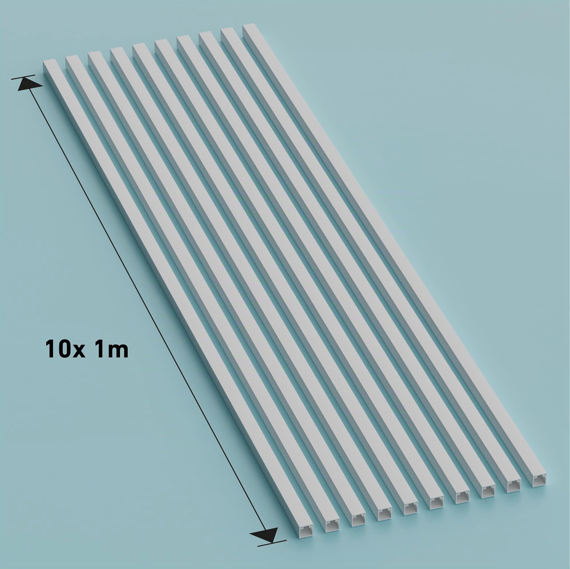 D-Line 1D1616W/10 Vierkant-Kabelabdeckung, 16 x 16 mm (B x H), selbstklebend, zum Verbergen und Sortieren von Kabeln Stück je 1 m lang (10-Meter-Multipack) – Weiß, 16x16mm 10 x 1 Lengths