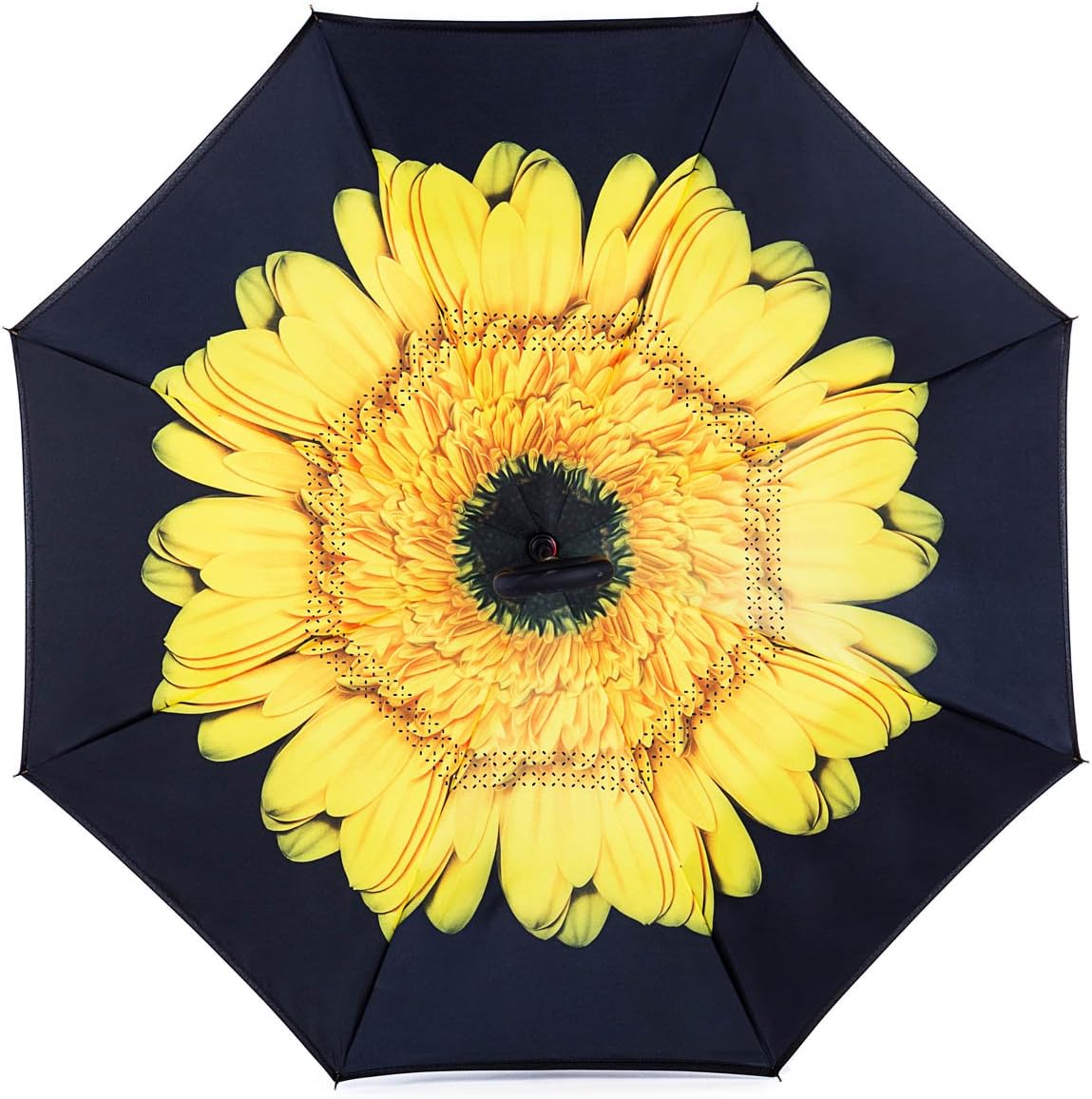 Newsight Reverse Umbrella, Double Layer Inverted Umbrella Upside Down, Self Stand, C Shape Handle, Inverse Inside Out Folding for Car, Windproof, Waterproof, Sun Protective (Sun_Flower)