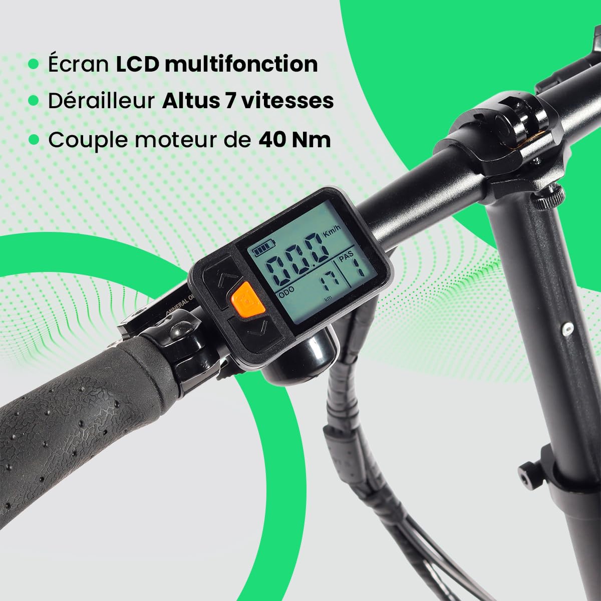 Youin Marbella Vélo électrique Pliant Urbain Bleu 20 Pouces Moteur 250W Batterie intégrée 36V autonomie 40 km Freins hydrauliques 7 Vitesses léger Compact.