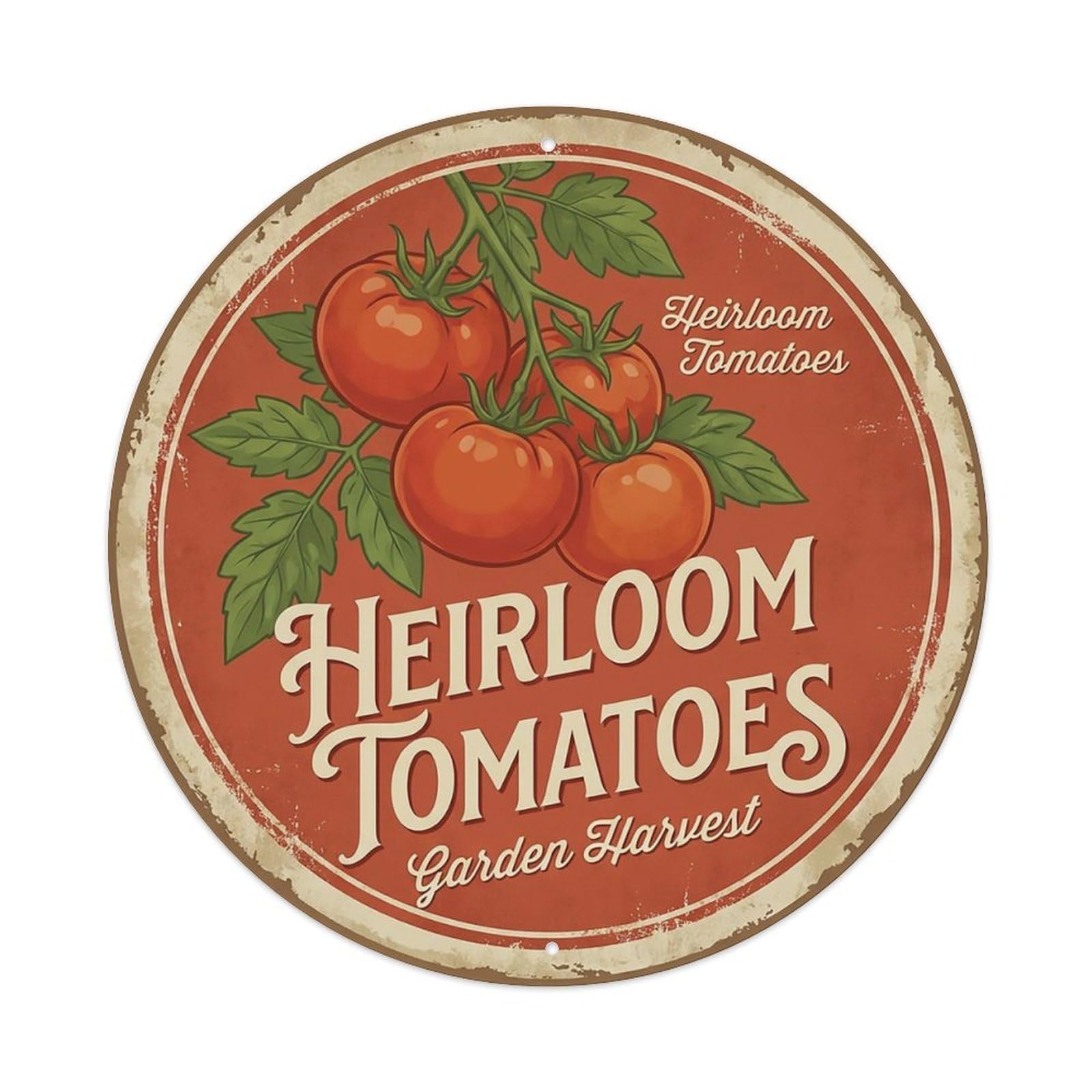 Cxhjca 8X8inch(20X20cm) Vintage Cottagecore Garden Tomatoes Heirloom Red Metal Tin Sign