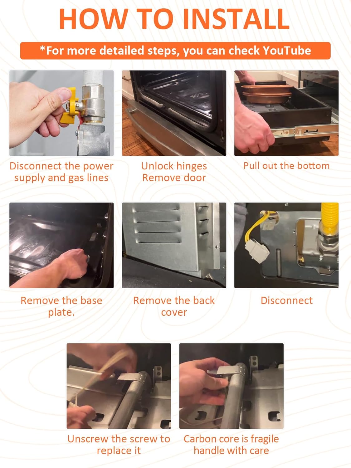 FFGF3047LSF FFGF3005MWA Gas Oven Igniter Fit For Frigidaire FFGF3005MWF FFGF3011LBC FFGF3011LWC FFGF3011LWD FFGF3011LWF FFGF3011LWJ FFGF3012TWA FFGF3012TWD FFGF3047LSE FFGF3047LSG FFGF3047LSH
