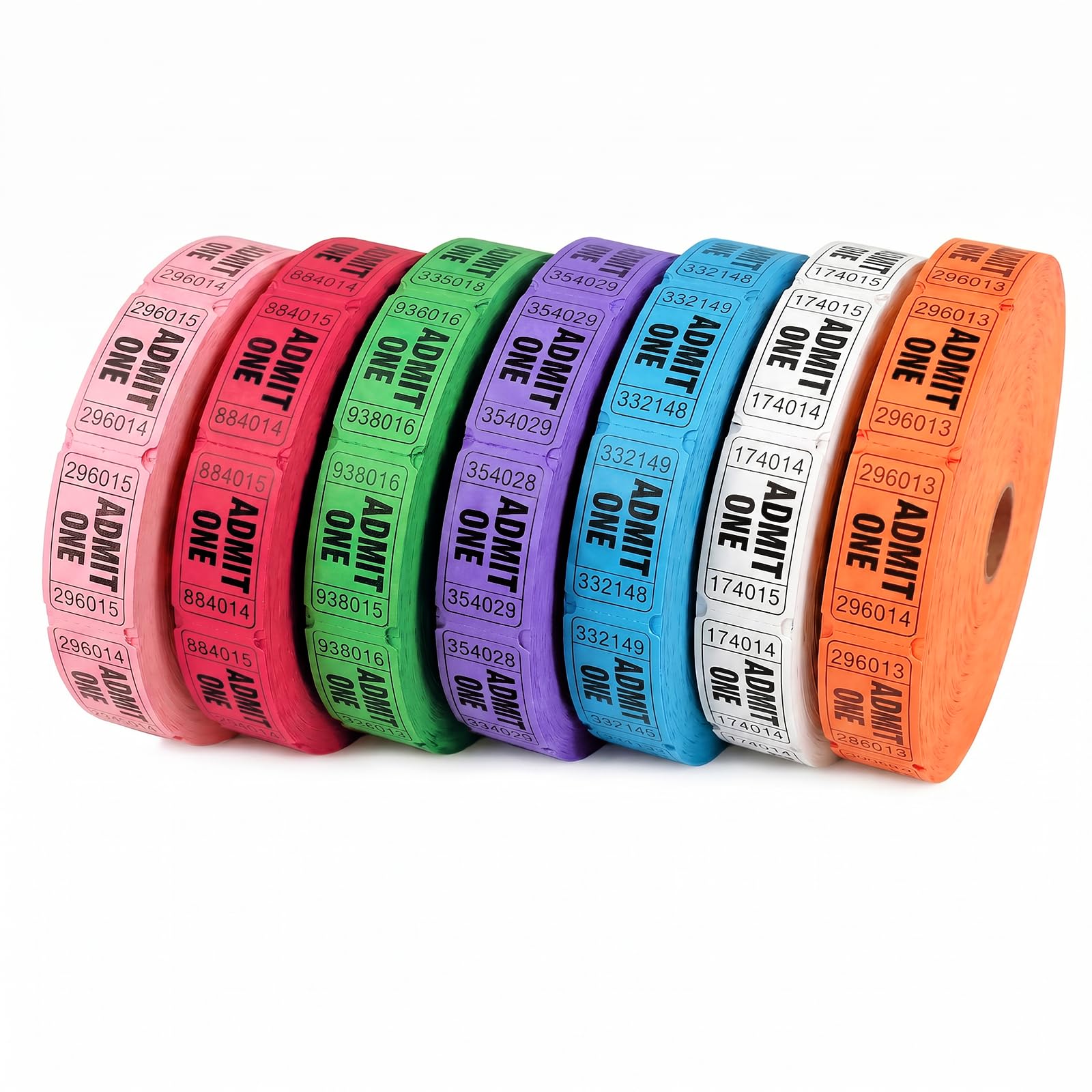 L LIKED 14000 Mixed Raffle Tickets, 1"x2" Rainbow Variety Pack (7 Rolls) – Consecutively Numbered & Perforated for Events, Carnivals, Door Prizes