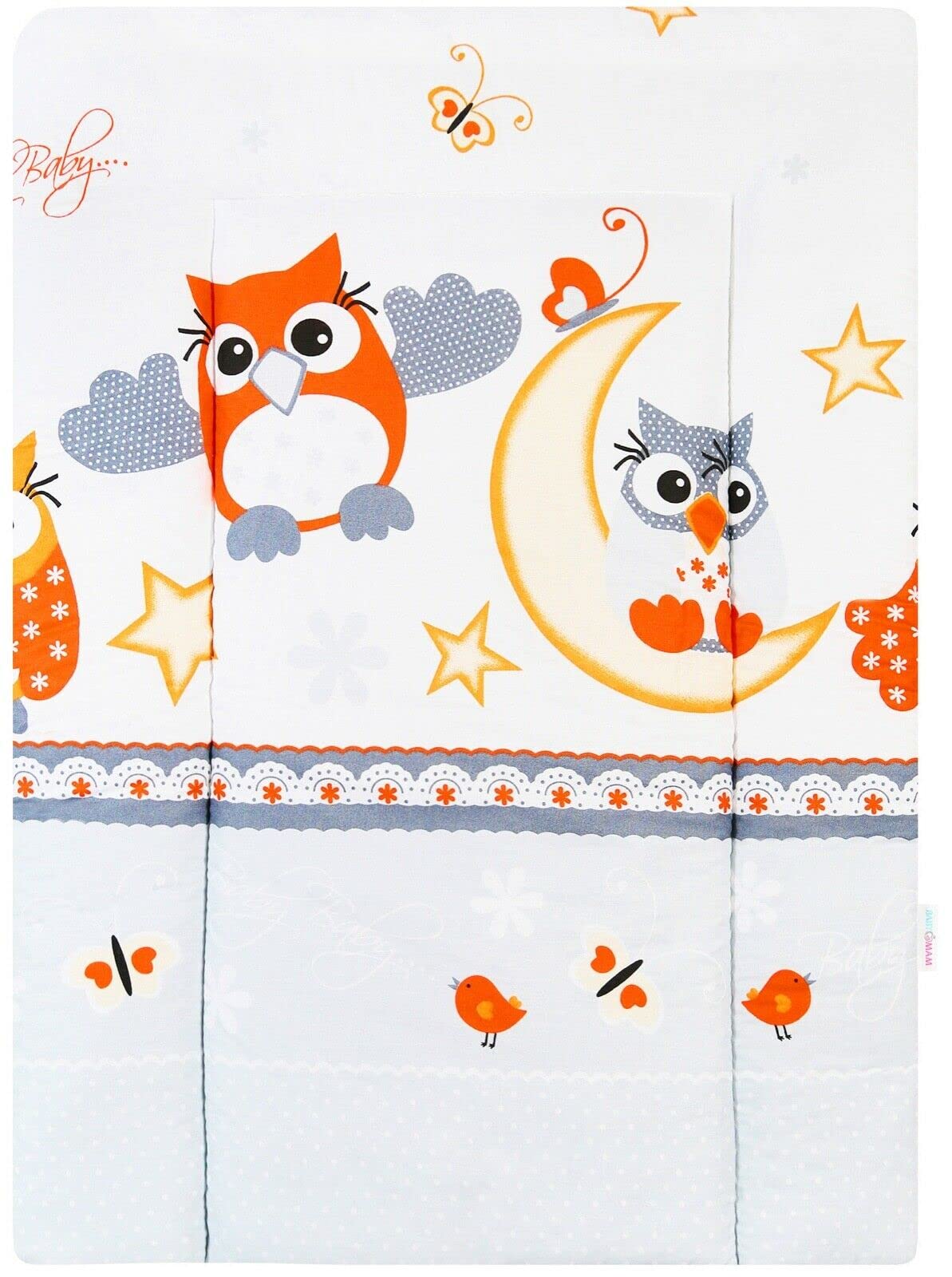 BABYMAM Baby Changing Mat 100% Cotton Padded Soft Nursery for Unit (Owls Moon Grey)