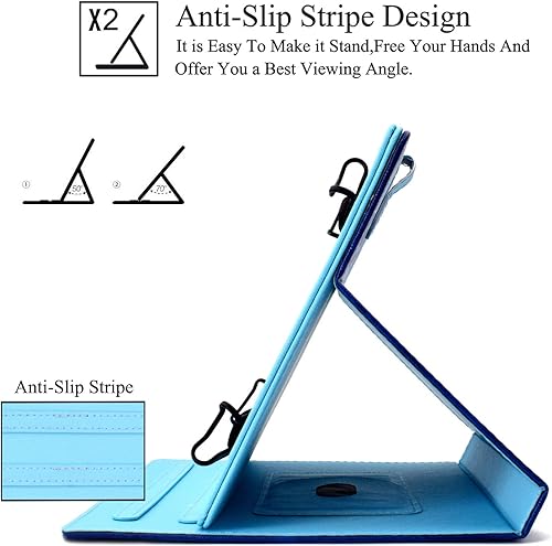 Miniatura 5 de Funda universal para tablet de 7.0 pulgadas, piel sintética, con soporte de visión multiángulo, ranuras para tarjetas para Samsung Galaxy Tab A 7.0