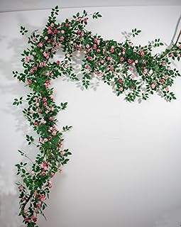 6FT Bendable Rose Vine Hanging Flower Garland Fake Floral Garland with B...