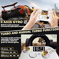 Vista 6 de Interactive Screen Wireless Gaming Controller for PC/PS4/ Switch/Android/iOS, 4 Programmable Buttons, Turbo, 6-axis Gyro, Dual Vibration, RGB