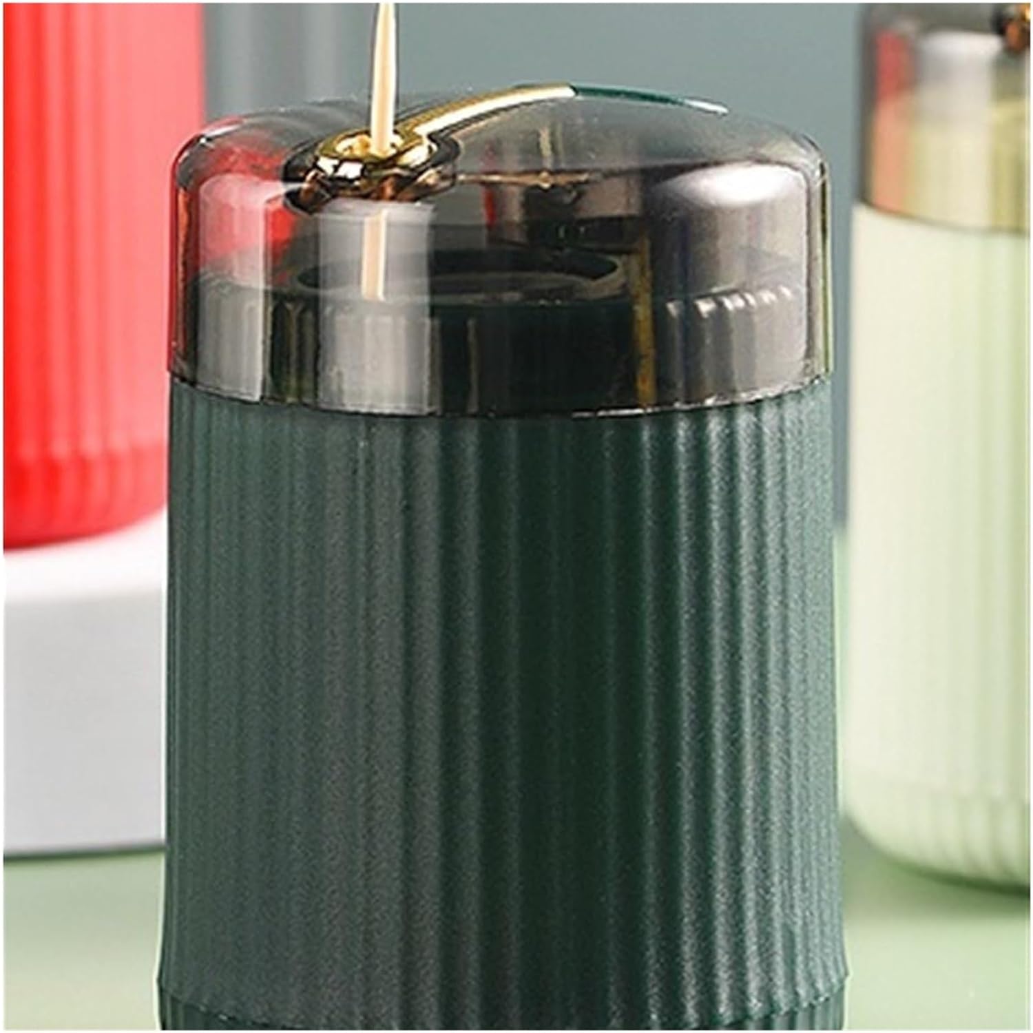 Toothpick Holder, Dispenser Box Pop-up Creative Portable Toothpick Storage(Red)