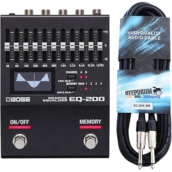Boss EQ-200 Graphic Equalizer + Keepdrum Jack Cable 3 m
