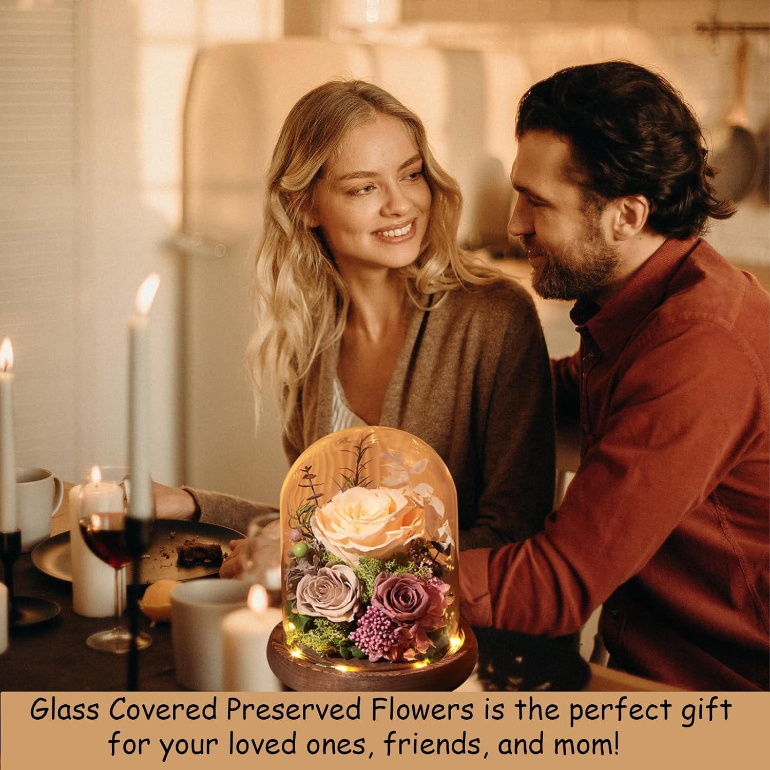 Lovenfold Flowers for Delivery Preserved Rose Gifts for Her,Forever Roses Flowers in Glass Dome,Birthday Gifts for Women Mom Wife Friend(Champagne Rose) - Image 4