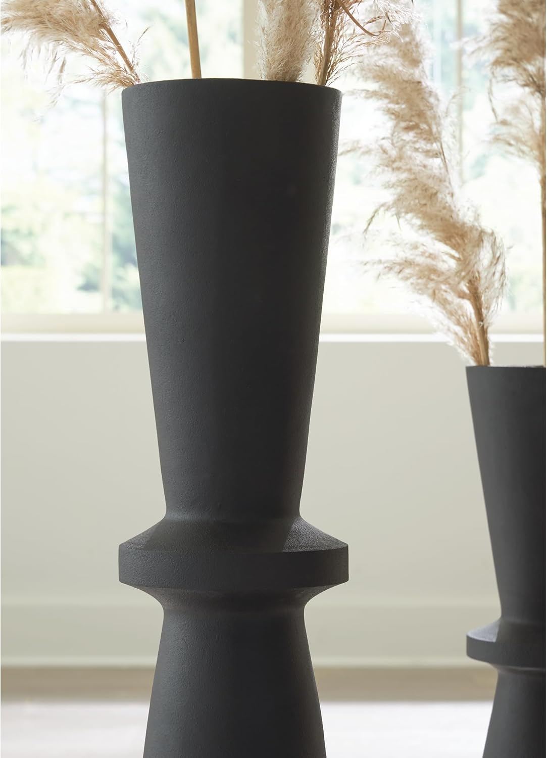 Signature Design by Ashley Collisten Modern Indoor 40" Textured Polyresin Freestanding Vase, Black
