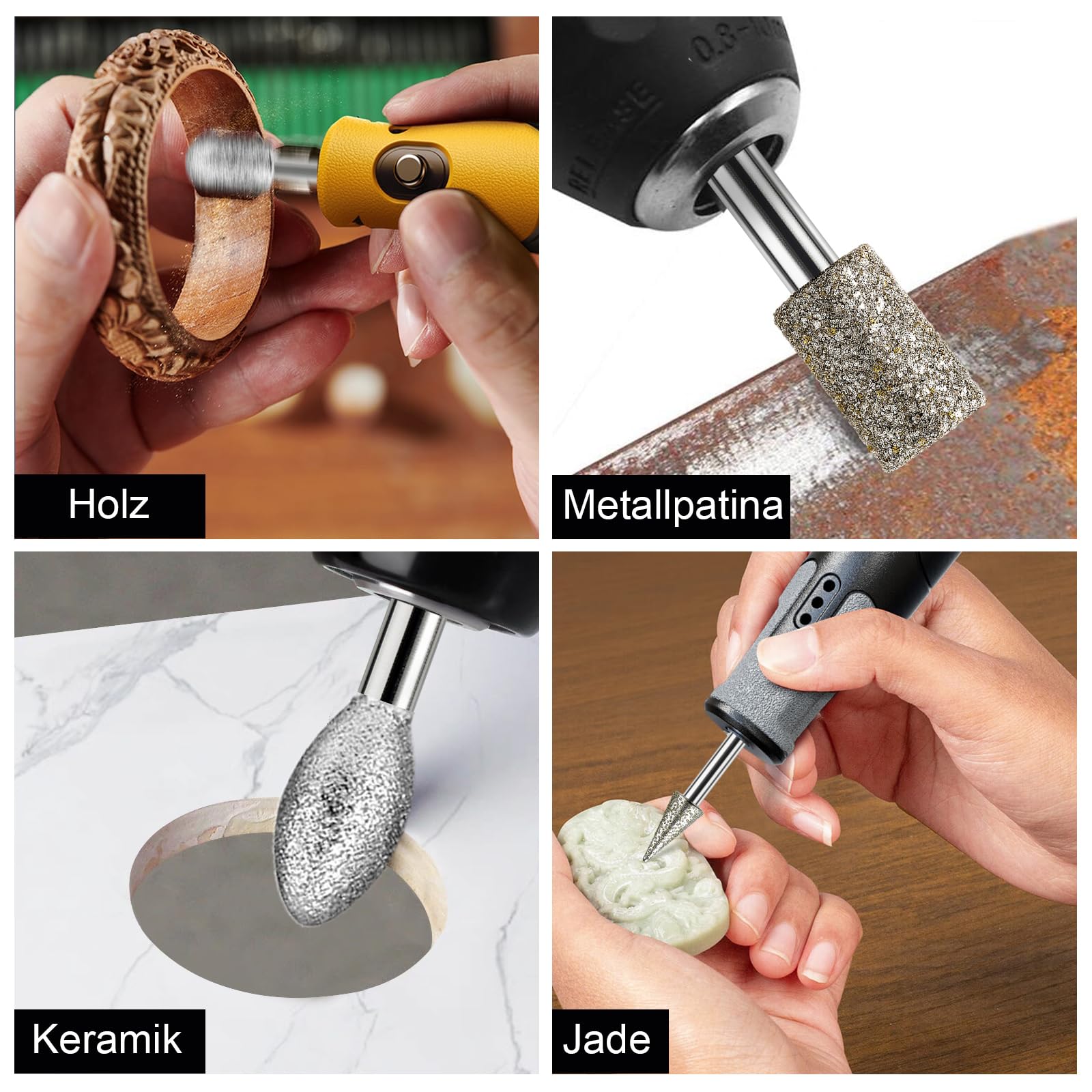 Produktbild von Nadisean 26-teiliges Diamantfräser-Set – 80/150 Körnung, 3 Mm Schaft – Zum Schnitzen, Schleifen & Polieren Von Stein, Keramik, Glas & Holz