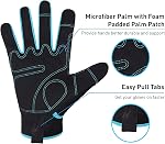 HANDLANDY Gants de travail Hommes & Femmes, Gants de travail mécaniques de sécurité des services publics écran tactile, Gant de travail respirant souple (M, noir)