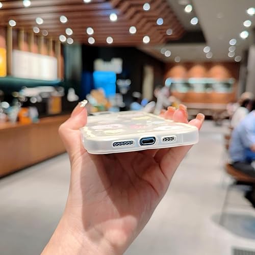 Miniatura 7 de SZXYCZL Funda compatible con iPhone 15 Pro Max, bonito diseño floral de dibujos animados de oso y mariposa para mujeres y niñas, funda estética