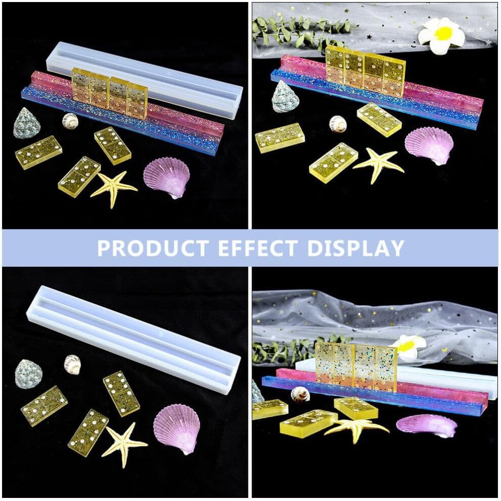 SEWACC Silicone Domino Stand Mold - 2Pcs Domino Rack DIY Resin Molds for Crafting Flexible and Non-Stick Perfect for Family Fun and Creative Projects