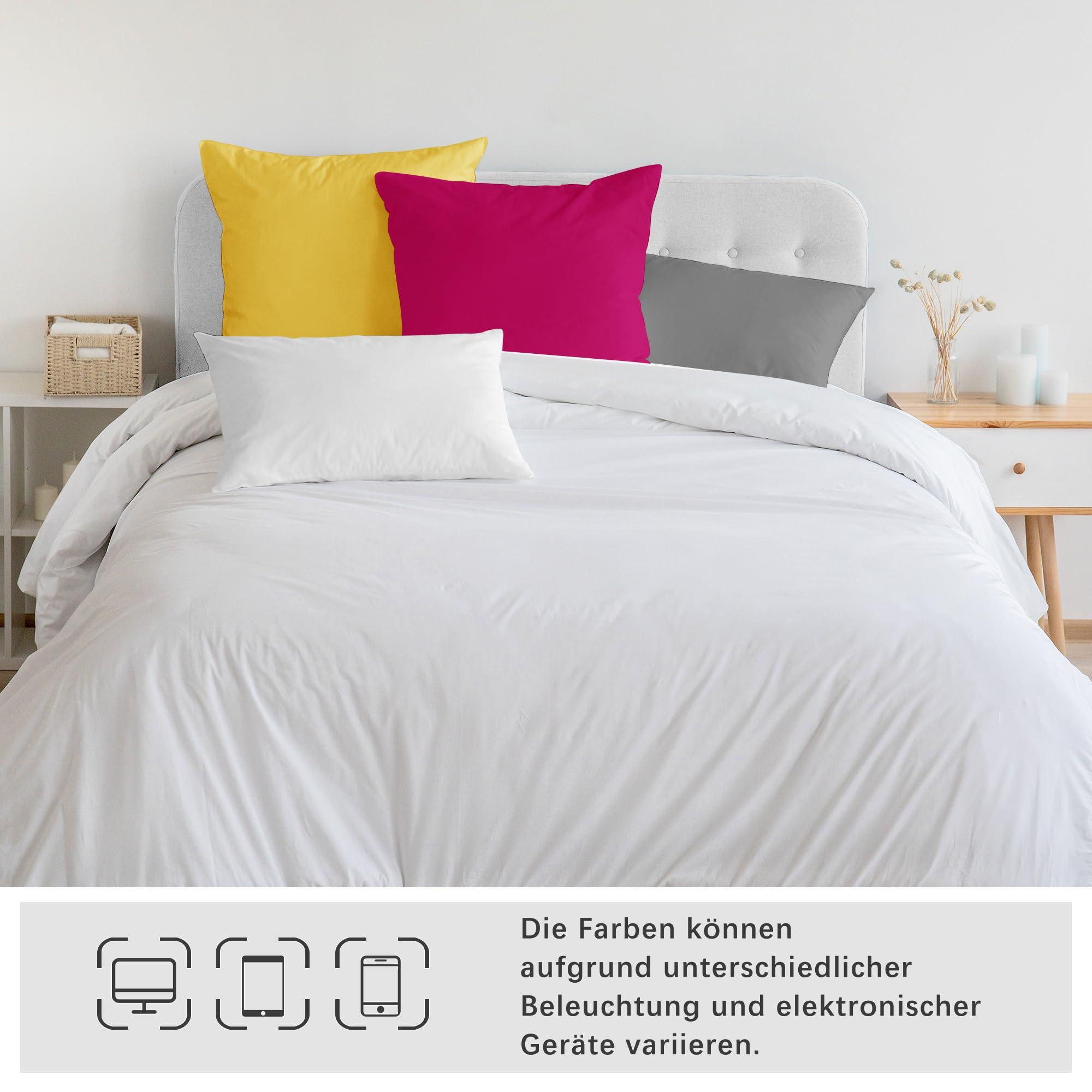 Federe Cuscino 40x40 Cm ATsense - Set Di 2 In Cotone 100% Morbido, Certificato Oeko-Tex, Con Cerniera Nascosta