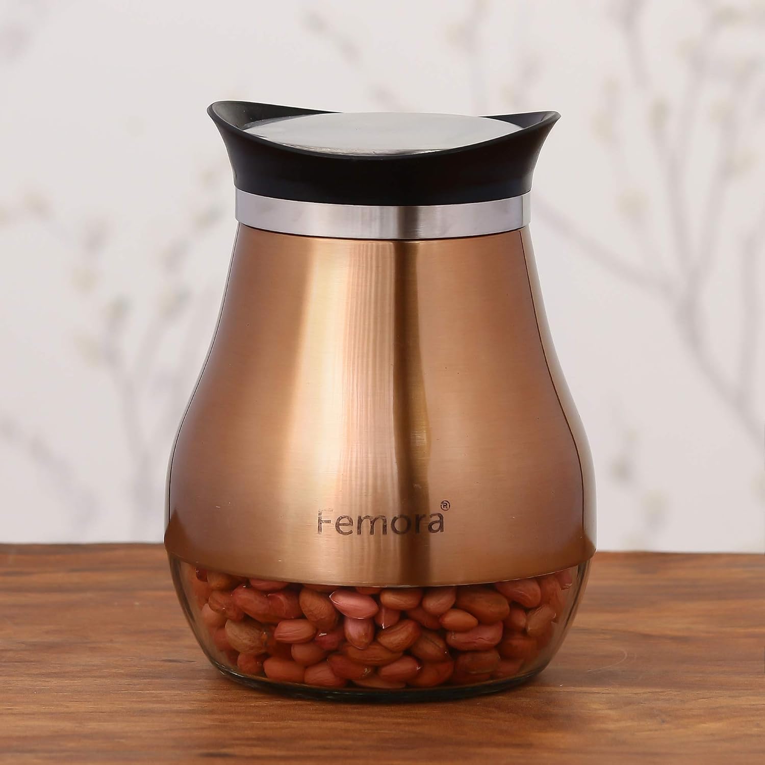 Buy Femora Clear Glass Gold Modern Matt Metallic Steel Pickle Storage