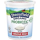 Stonyfield Organic Whole Milk Probiotic Yogurt, Plain, 32 oz. – Immunity & Digestive Health 32 Ounce