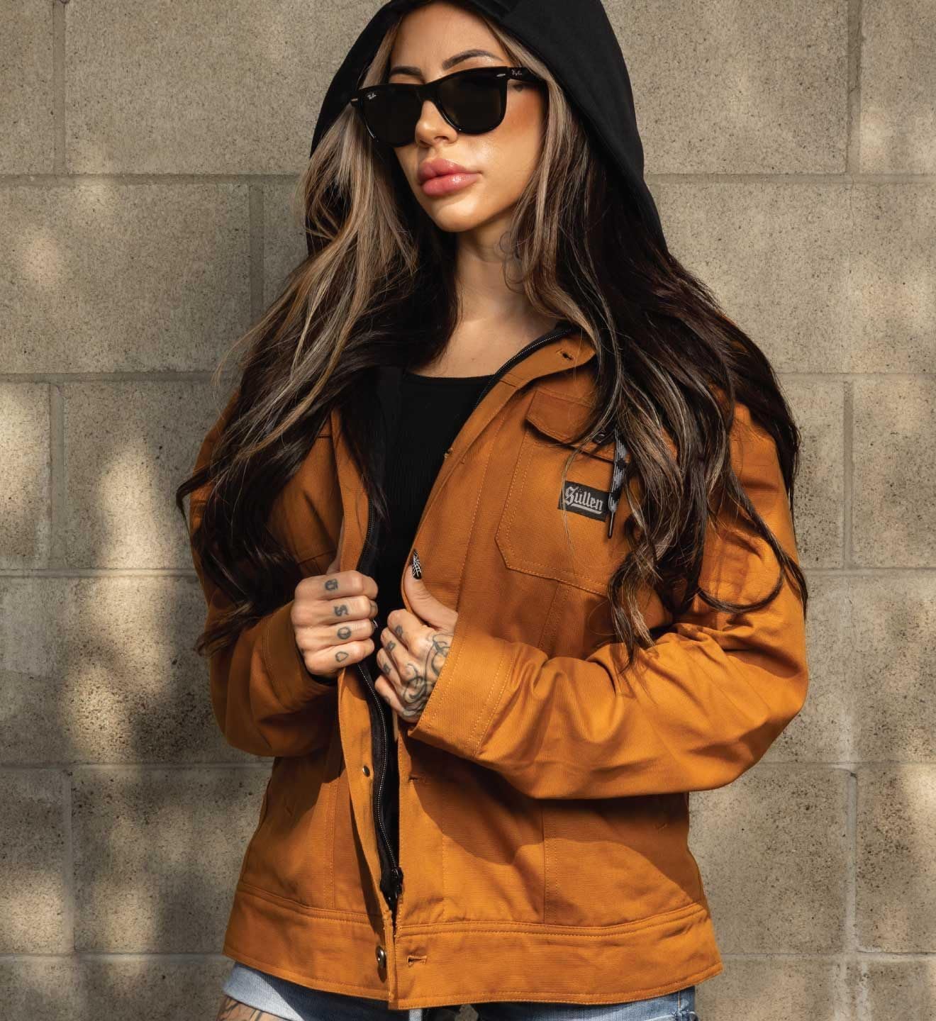 Sullen Men's Survivalist Duck Canvas Jacket Tattoo Lifestyle Hooded Button Up Outdoor