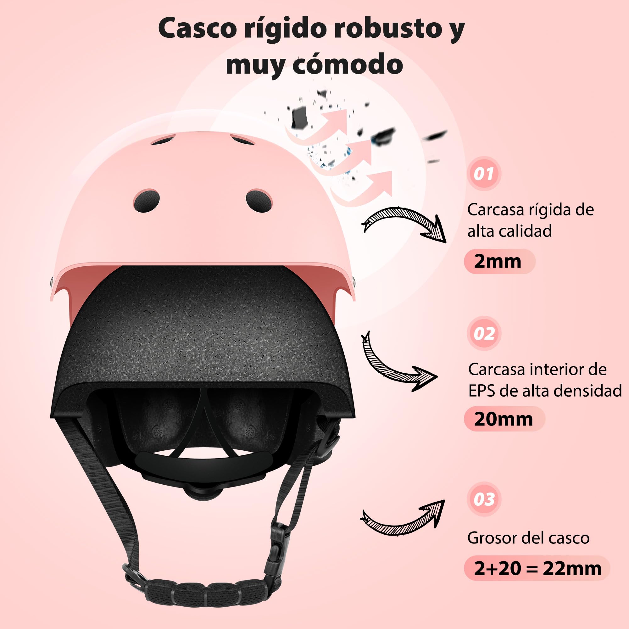 Kids Protector Set, Rodilleras, Coderas y muñequeras, Equipo de protección para patinetes, Patines en línea, monopatines y Bicicletas, Transpirable, Ligero, S (2-6 años) & M (6-14 años)