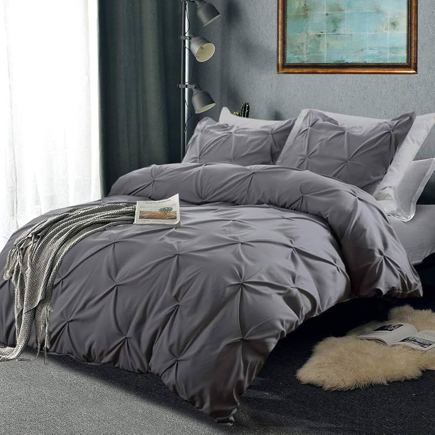 Amazon.com: Vailge 3 Piece Pinch Pleated Duvet Cover with