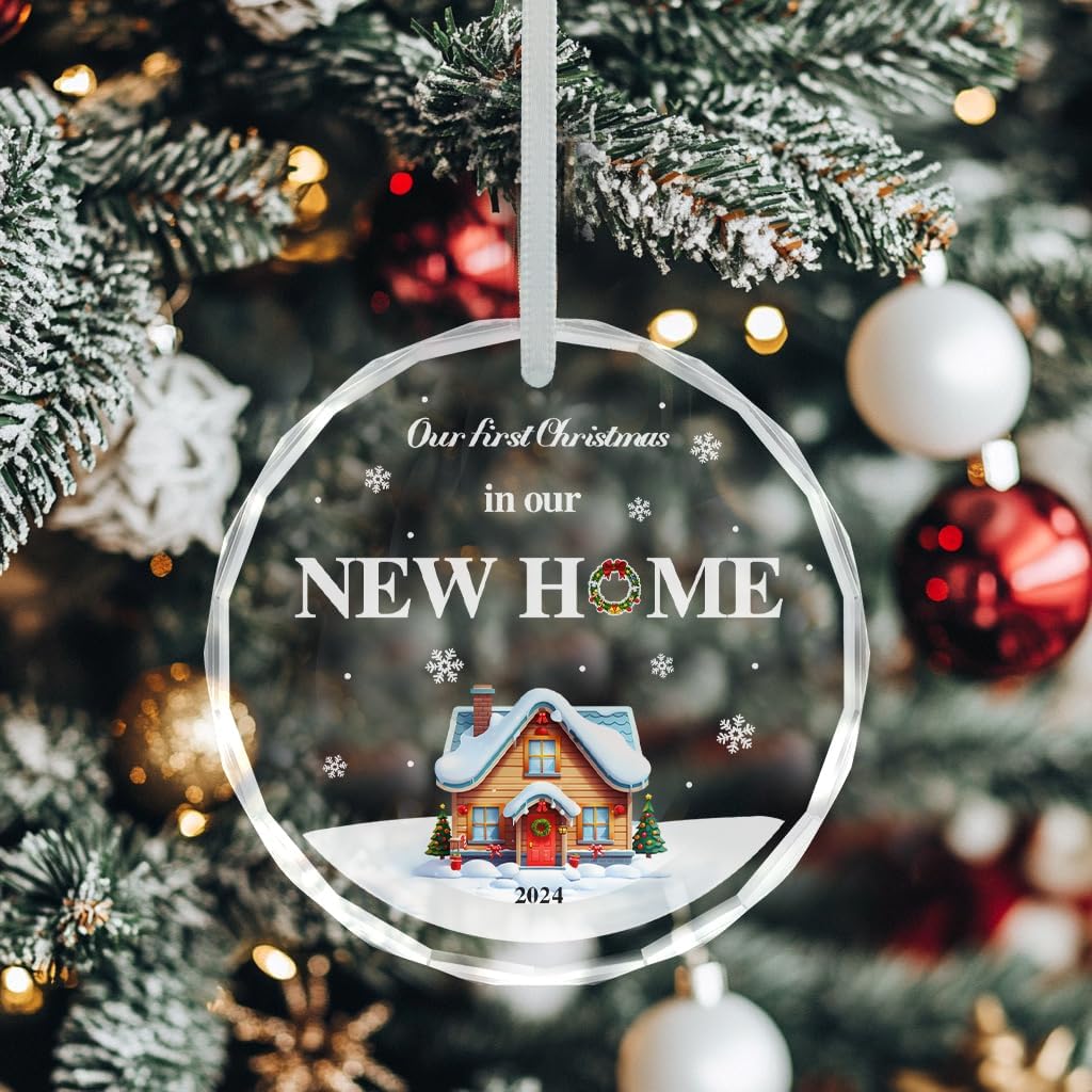 Our First Christmas in Our New Home 2024, House Warming Gifts for New Home ?Housewarming Presents for Women Housewarming Presents for Women, Couple, Owners, Christmas Tree Ideas Ornaments (Glass)