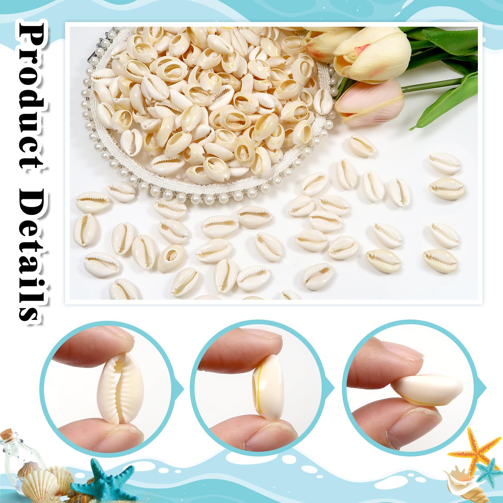 Raxfekro 120 Stück Muscheln Mit Loch - 6 Stile Naturmuscheln Für DIY Schmuck