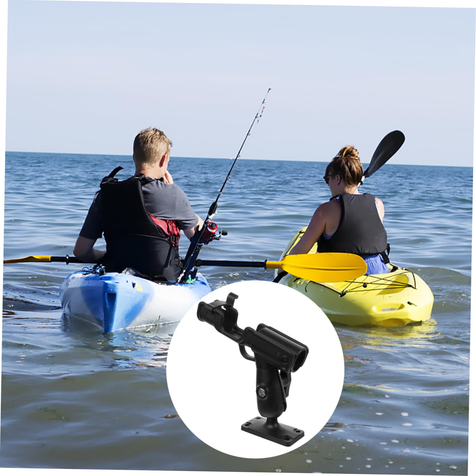 INOOMP Porta Canne da Pesca per Kayak in Nylon Nero, Supporto Fisso e Smontabile, Comodo da Trasportare la Pesca in Barca e Attività Outdoor