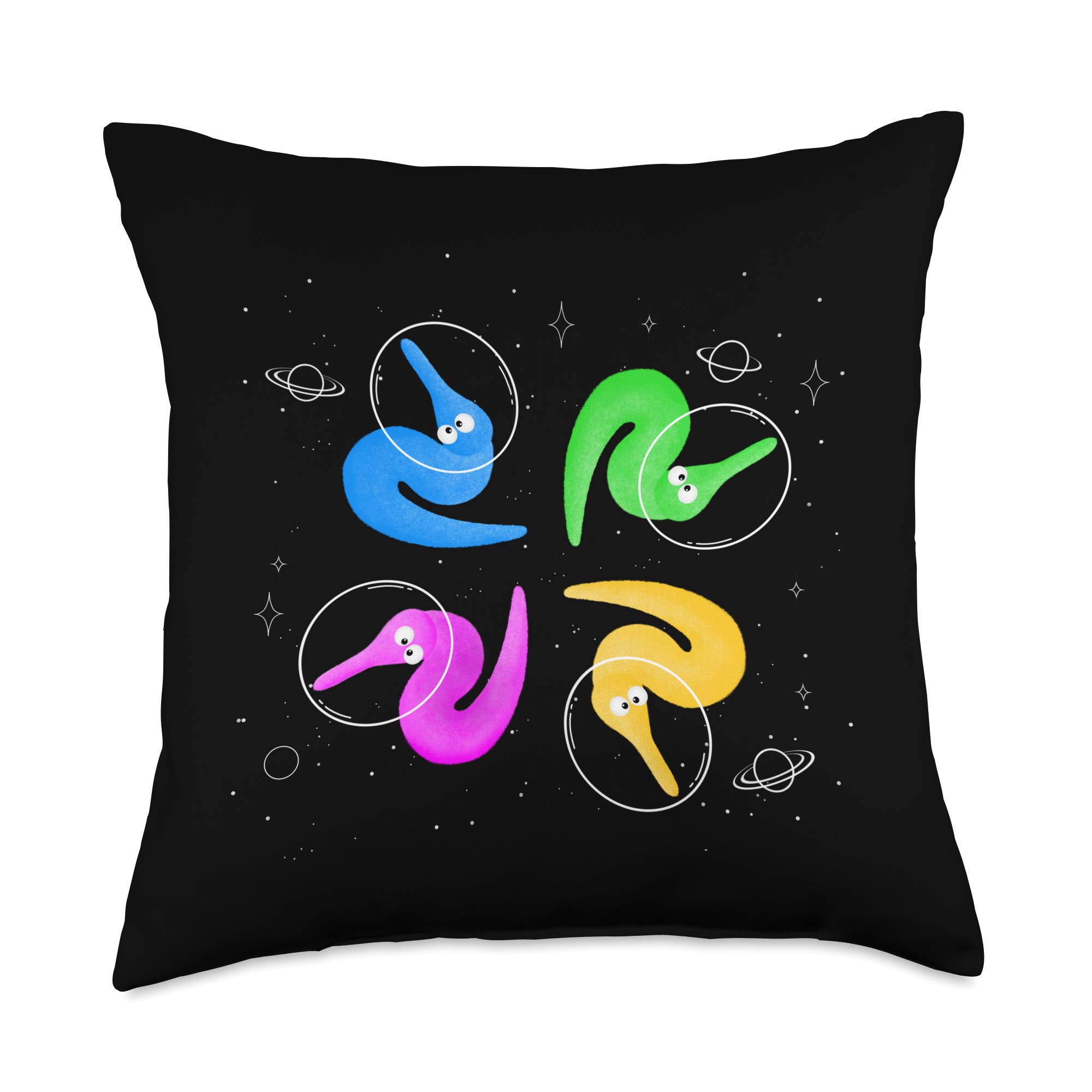 Worms on a string in the Space Throw Pillow