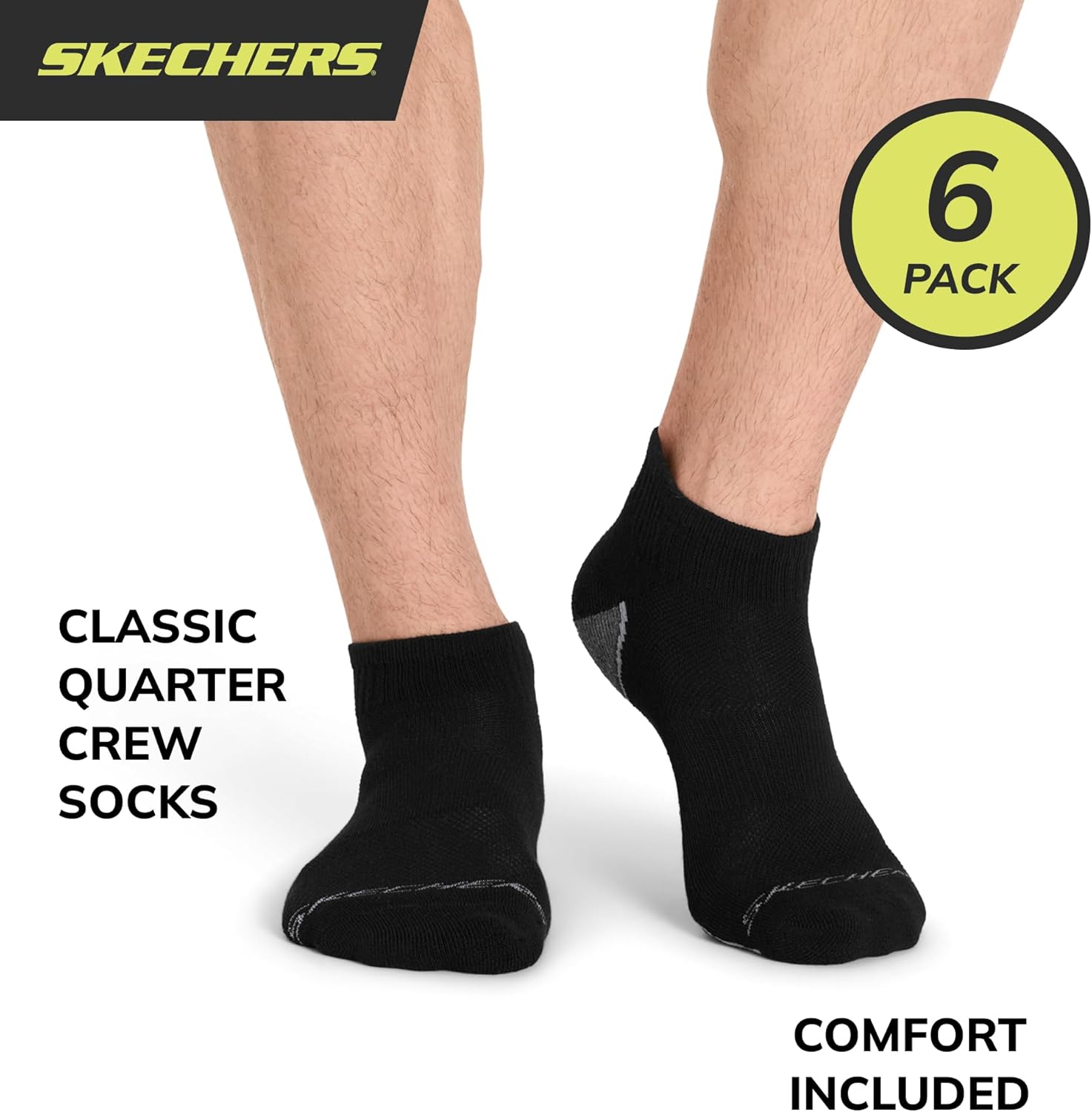 Skechers Men's 6 Pack Quarter Crew Socks - Image 3