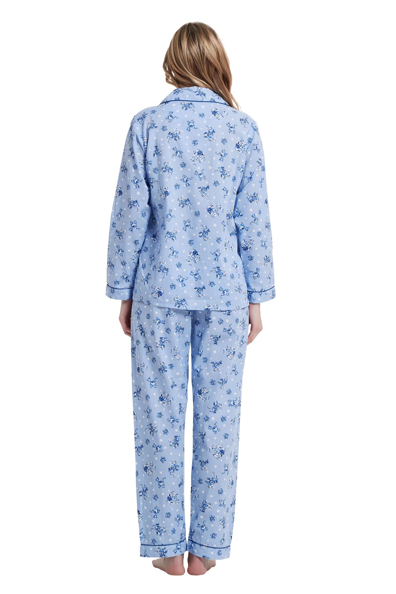 amaxer Conjunto de pijama 100 % algodón para mujer, pantalones cortos de manga corta, pantalones cortos suaves con botones, cintura elástica con cordón elástico