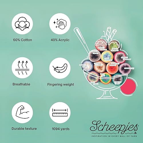 Miniatura 6 de Scheepjes Yarn Whirl - 1111 yardas, 60% hilo de algodón para ganchillo, kit de tejer y manualidades, 40% hilo acrílico, kit de ganchillo que cambia