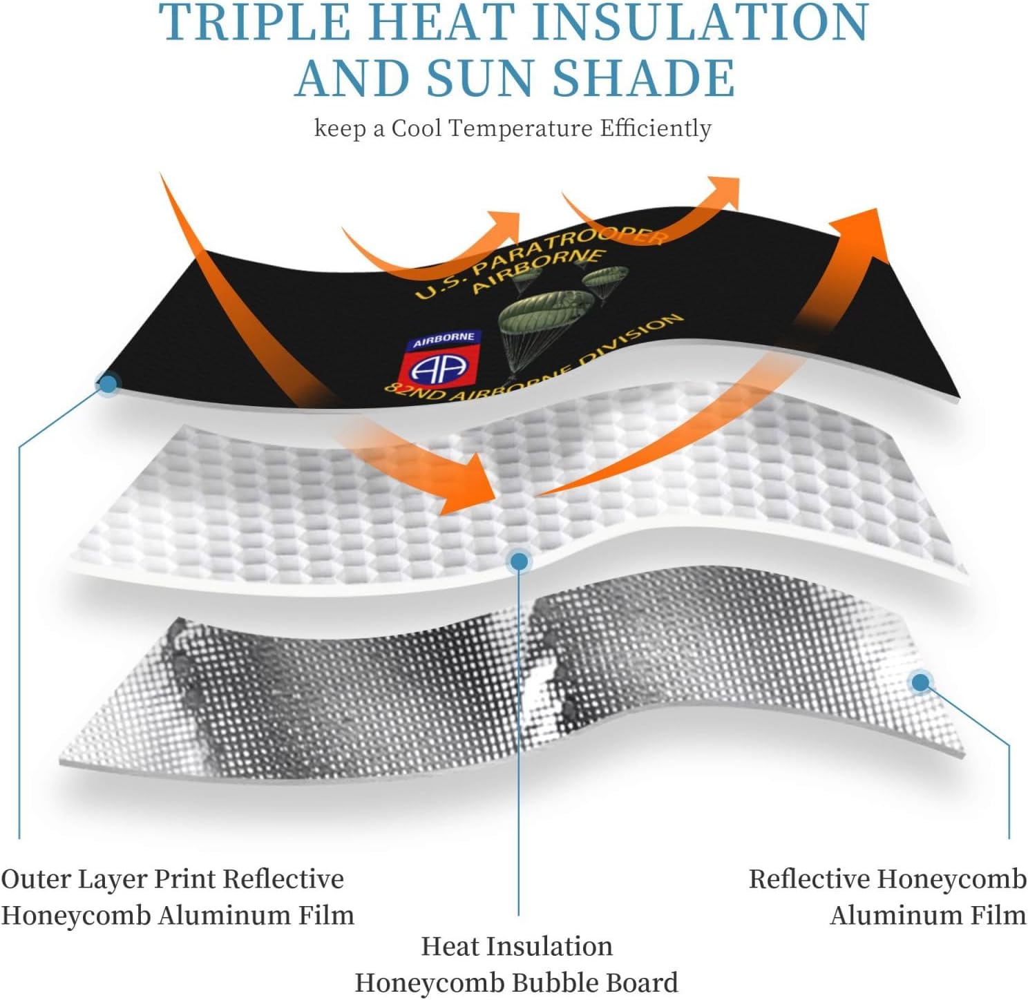 Us Paratrooper 82nd Airborne Division Veteran Foldable Car Windshield Sunshade Blocks Heat and Sun Glare Uv Rays