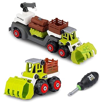 DIY Plastic Toy Vehicles Set - Assembly Toy Farm Truck Building Construction Vehicle Play Set with Screwdriver for 3+ Year Old Boys,Kids,Girls (Multicolor)