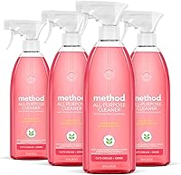 Method Pink Grapefruit All-Purpose Cleaner Spray, Plant-Based Grease Cutter, 28oz Pack of 4 for Counters, Tiles & More