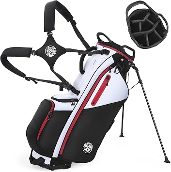 Lightweight 7 Way Golf Stand Bag for Men Women, Upgrade Base | Multi Pckets Cooler Pockets, Full-Length Dividers, Ergonomic Dual Strap Design, Weather-Resistant, Rain Hood Includeed