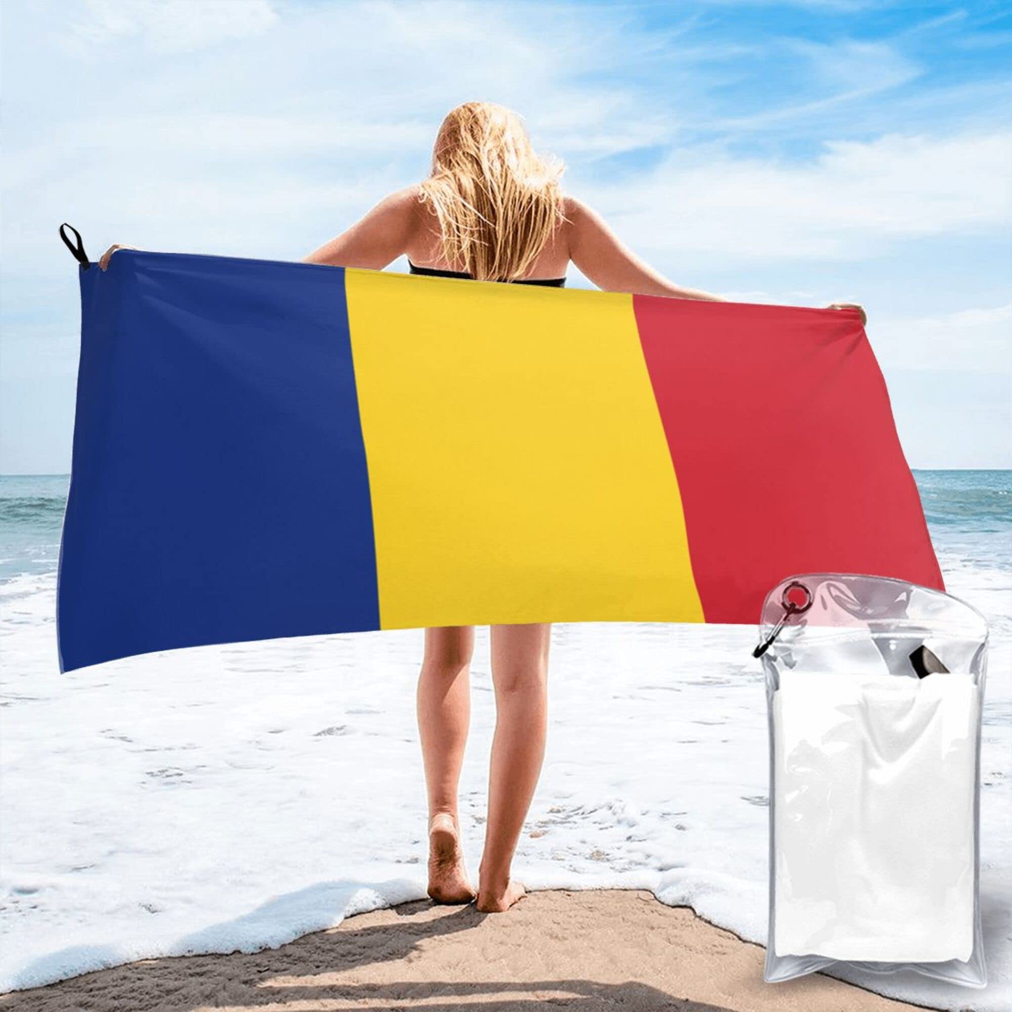 Lsjuee Flag of Romania Microfiber Beach Towel-Quick Dry Oversized Towels Blanket for Travel Pool Camping