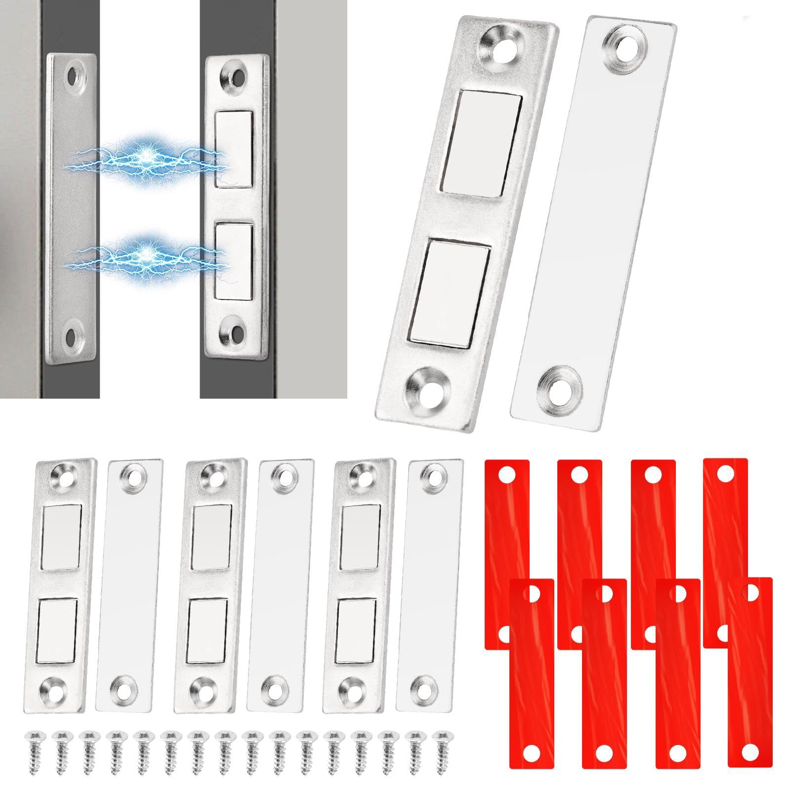 KASTWAVE Magnetic Door Catch, 4 Pack Heavy Duty Kitchen Magnets Closures, 30 Lb Cabinet Drawer Door Magnets, Dual Powerful Magnetic, Ultra-Thin Design, Easy Installation, Long-Lasting Durability