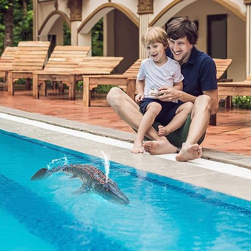 Miniatura 16 de Mosasaurus - Juguetes de dinosaurio mejorados, juguete de agua con control remoto, juguetes de piscina para niños de 4 a 8 años, dinosaurio RC