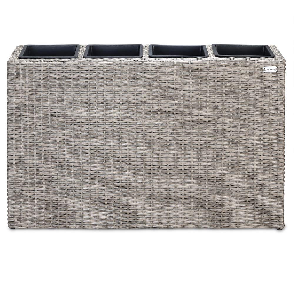 CASARIA Macetero de Poliratán para Exterior jardín 4 Macetas Drenaje de Agua 95 x 27 x 60 cm Jardinera Crema