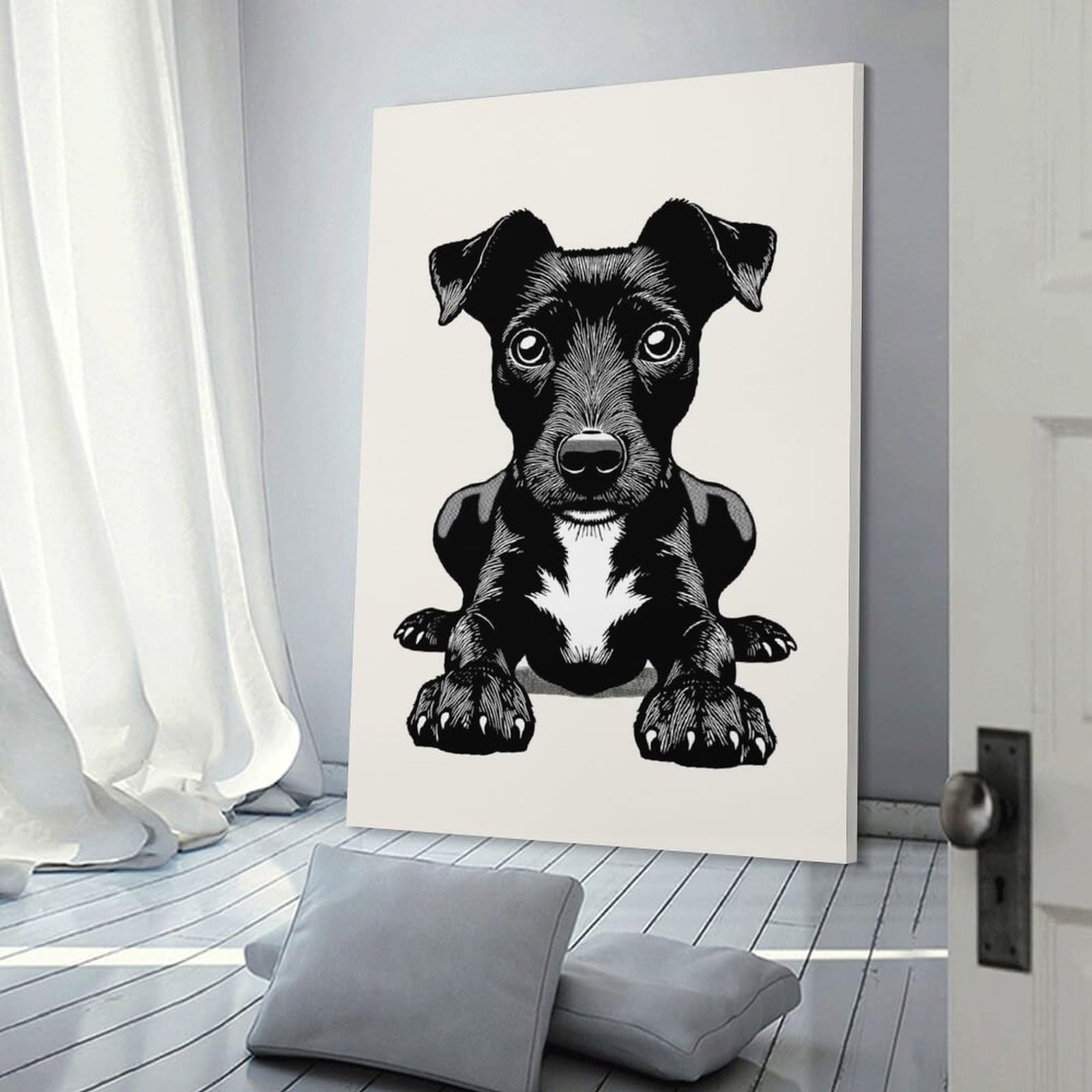 Junmoney Patterdale Terrier Decorative Canvas Print 20x30inch(50x75cm), for Gallery Wall Layouts in Home Or Office, Home Wall Art for Statement Displays