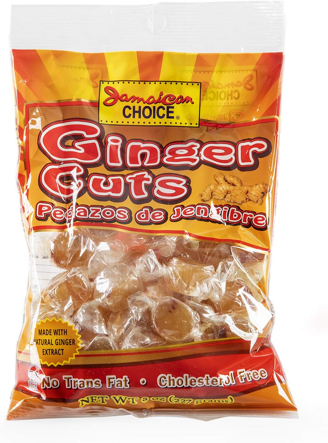 Jamaican Choice Ginger Cuts, 100% Real Ginger, Kosher | 8 Oz (3-Pack)