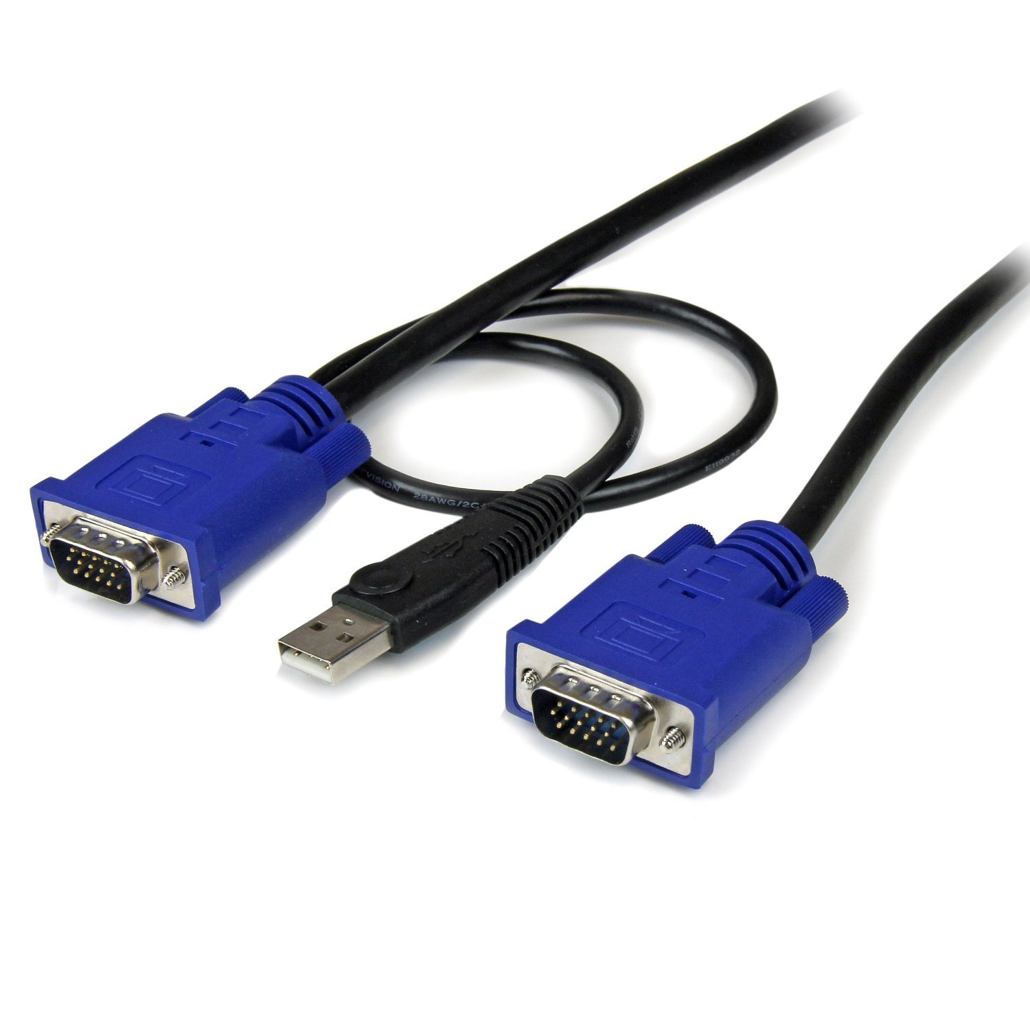 StarTech.com Cavo KVM sottile USB 2 in 1 da 1.8m, Tastiera, video, mouse, cavo USB HD-15 (VGA) (M) a HD-15 (VGA) (M), SVECONUS6