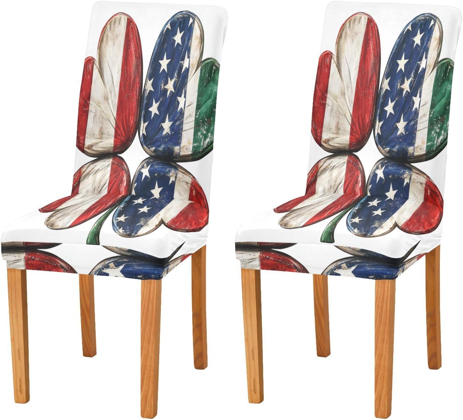 ALAZA Chair Covers for Dining Room, American Flag in Four Clover Shape Stretch Chair Cover Sets Chair Protector Removable Washable for Ktichen Restaurant Hotel