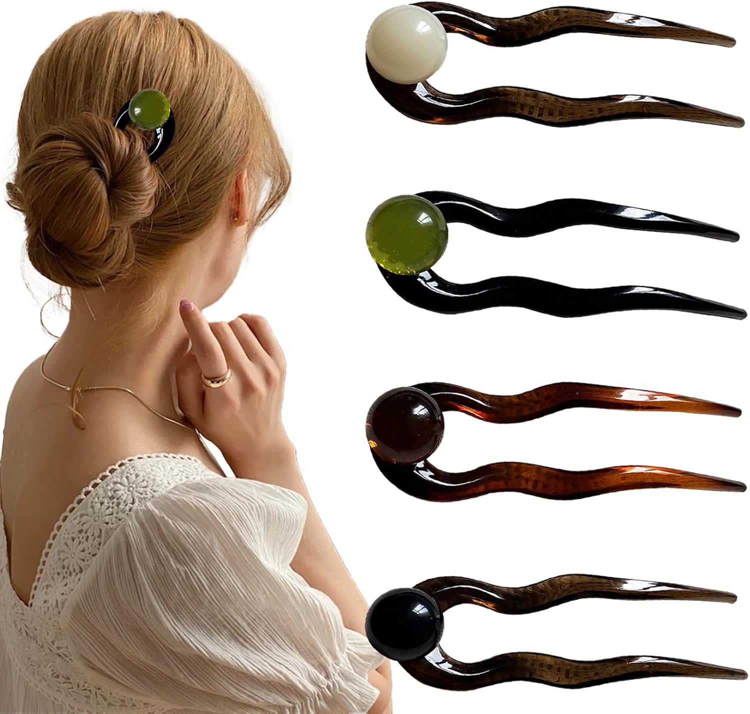 4 szt. Francuska spinka do włosów, Vintage spinka do włosów w kształcie litery U, Minimalistyczna francuska szpilka do włosów, Elegancka francuska spinka do włosów, Francuska szpilka do włosów