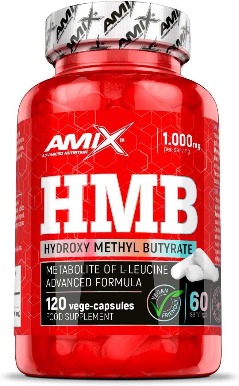 AMIX - Food Supplement - HMB - 120 Capsules - Pharmaceutical Grade - Increases Strength - Prevents Muscle Catabolism - Ideal Food Supplement for Athletes