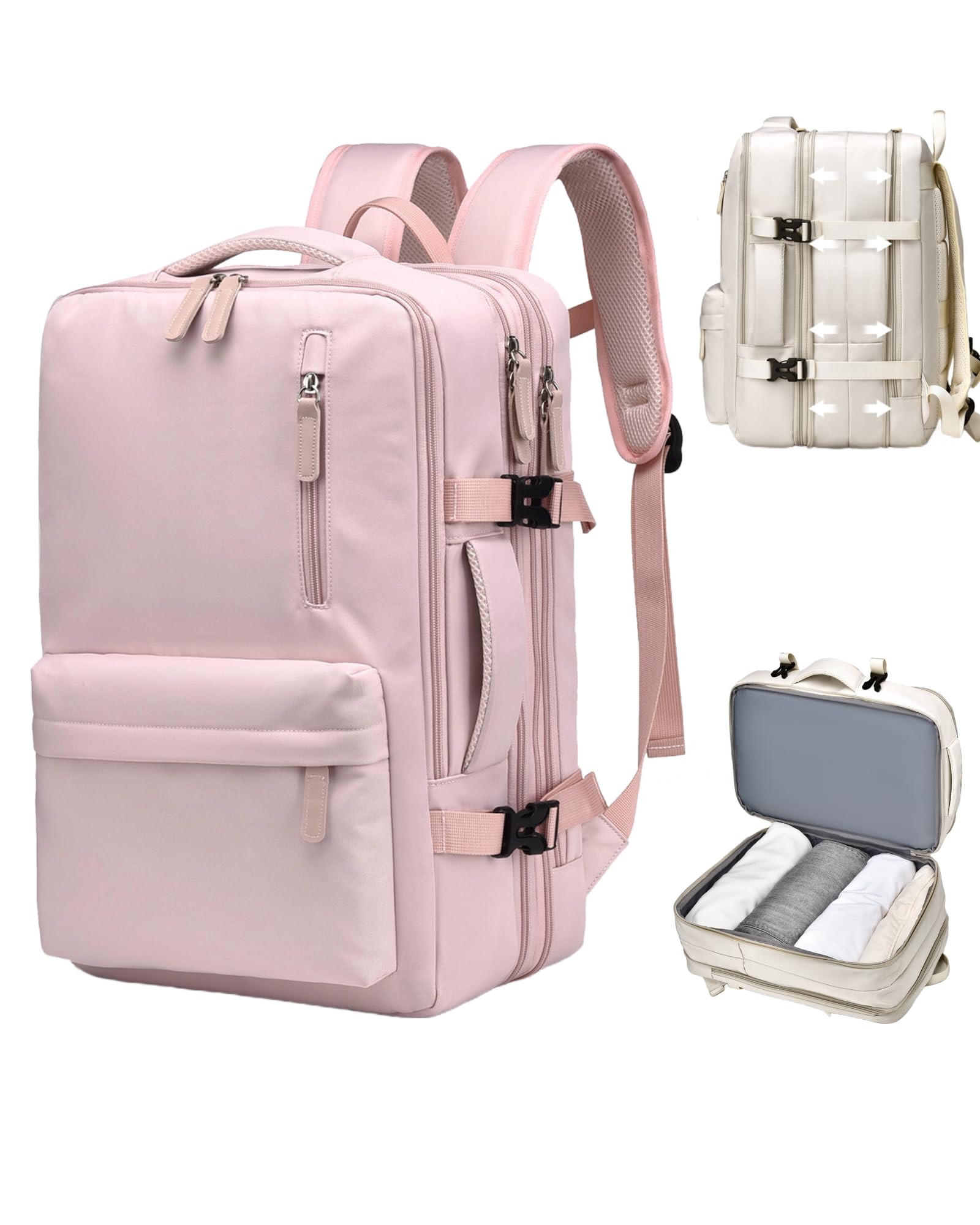 KEQIKAI Travel Laptop Backpack 30L for Men Women, Expandable Carry on Backpack Airplane Approved, Large Waterproof 15.6" Daypack Backpacks with USB