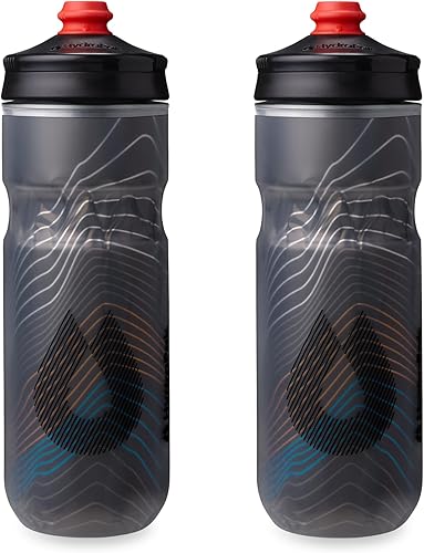 HydraPak Polar Surge - Botella de agua aislada para bicicleta, paquete de 2 (20 o 24 onzas), alto flujo, se adapta a la mayoría de jaulas de