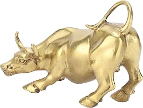 Wall Street Bull, Estátua De Touro Feng Shui Fortune Brass Street Wall Street Copper Bull Estatueta Animal Decoração De Mesa Para Quarto Para Decoração Diária Para Escritório Para Loja De Estante
