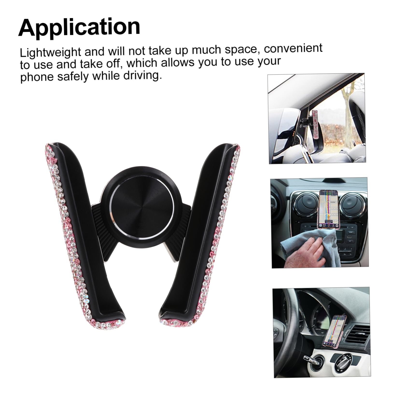 OSALADI 3pezzi Supporto Per Telefono Da Auto Con Strass Porta Smartphone Per Ventilazione Compatibile Con Telefono Da Design Elegante e Funzionale Facile Accesso Alla Porta Di Ricarica